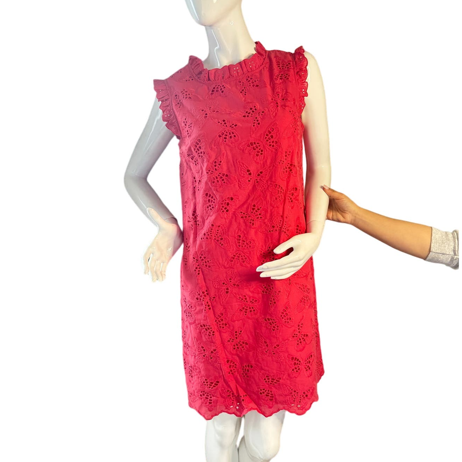 Kate Spade Butterfly Eyelet Shift Mainline Dress Dark Coral Size 12